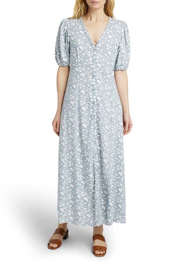 Faherty Havana Floral Linen Blend Maxi Dress