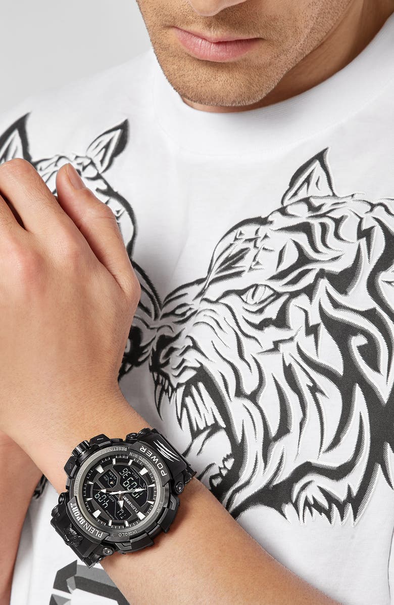 PLEIN SPORT Chronograph Quartz Silicone Strap Watch, 50mm, Alternate, color, 