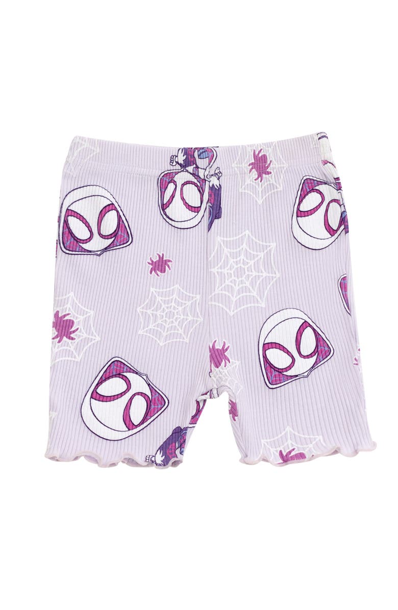 Marvel Ghost-Spider Spidey and His Amazing Friends Ribbed T-Shirt & Shorts Set, Alternate, color, Pale Purple, Ghost Spider