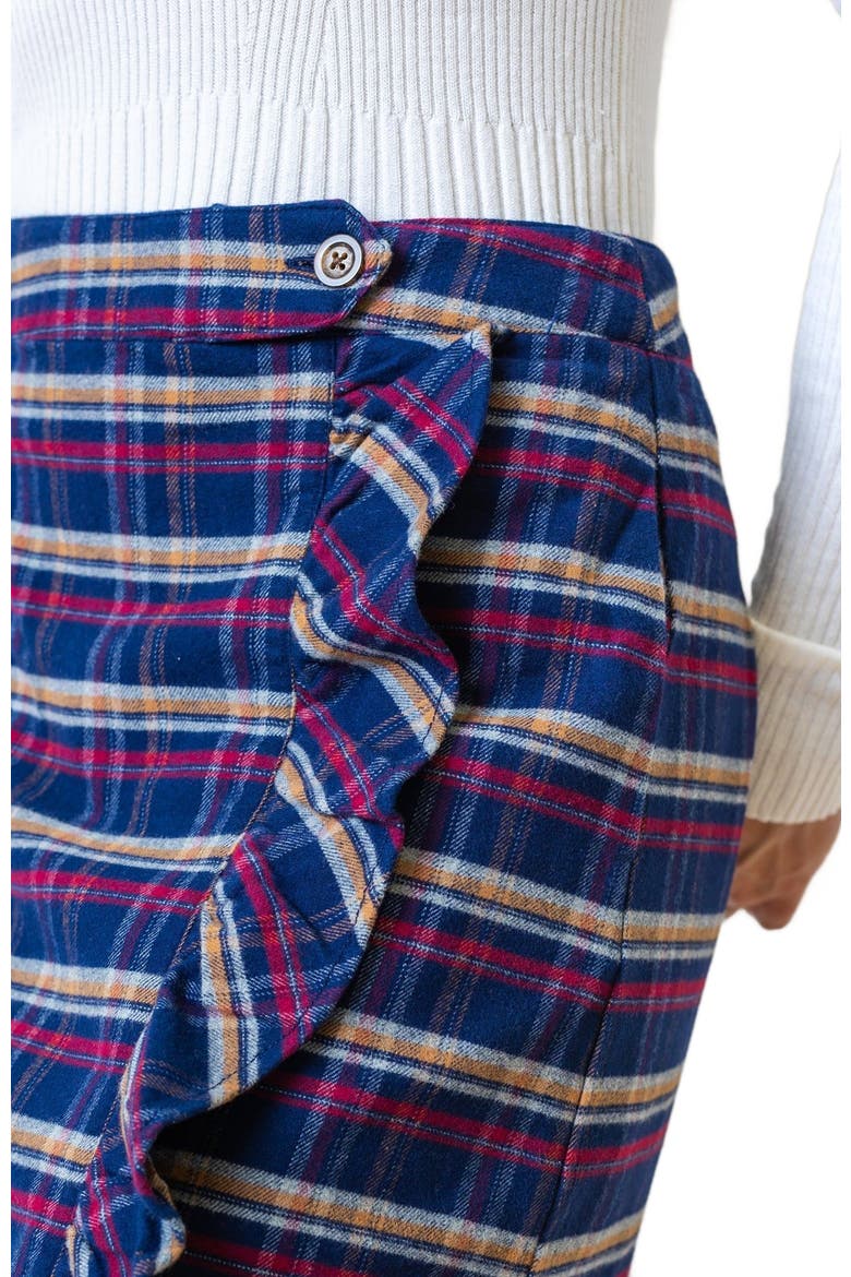 Women's Organic Flannel Ruffle Skirt, Alternate, color, Navy Autumn Plaid