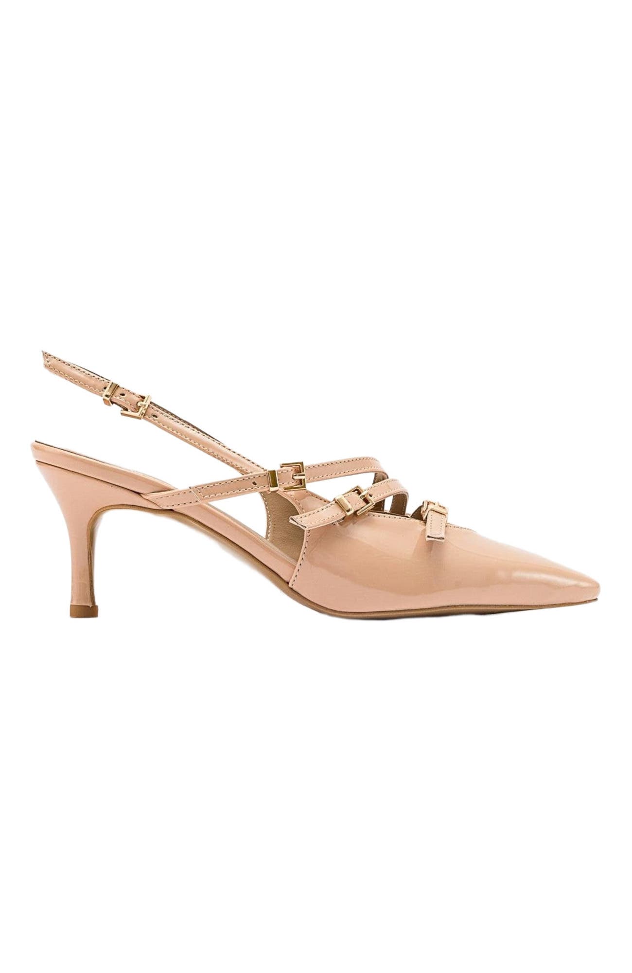 Magra Pointed-Toe Slingback Stiletto, Alternate, color, Beige Patent Faux Leather