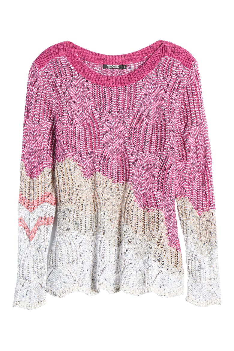 Peak Mixed Stitch Sweater, Alternate, color, PINK MULTI