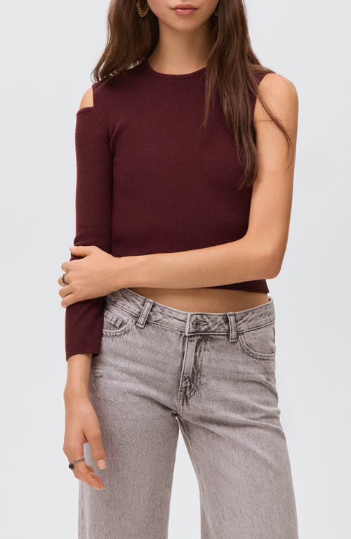Mango Teen Asymmetric Cutout T-shirt In Burgundy