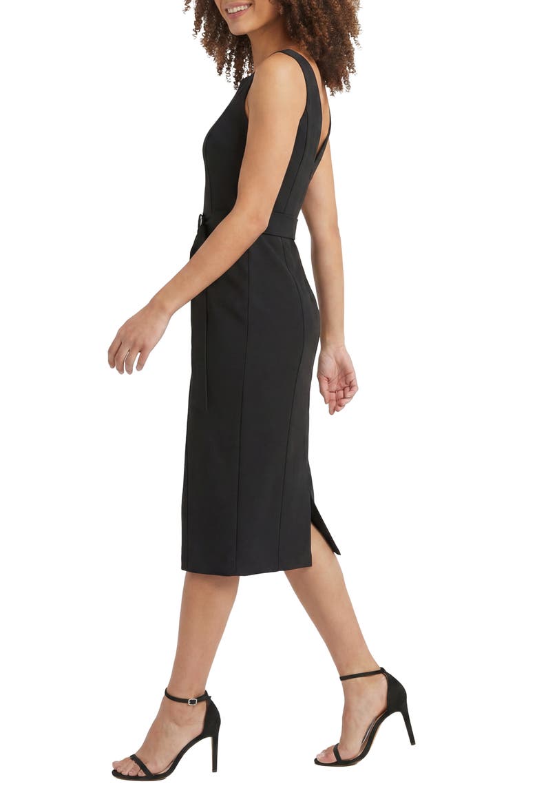 Belted Midi Dress, Alternate, color, BLACK
