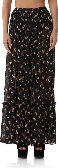 Allegra Floral Semisheer Chiffon Maxi Skirt