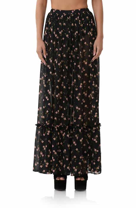 AFRM Allegra Floral Semisheer Chiffon Maxi Skirt