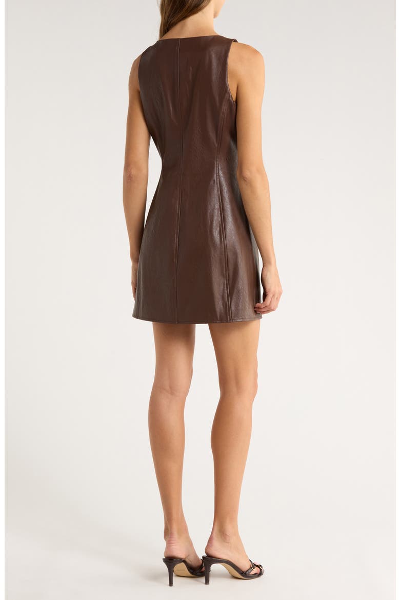 Rubie Sleeveless Faux Leather Minidress, Alternate, color, TAMARIND