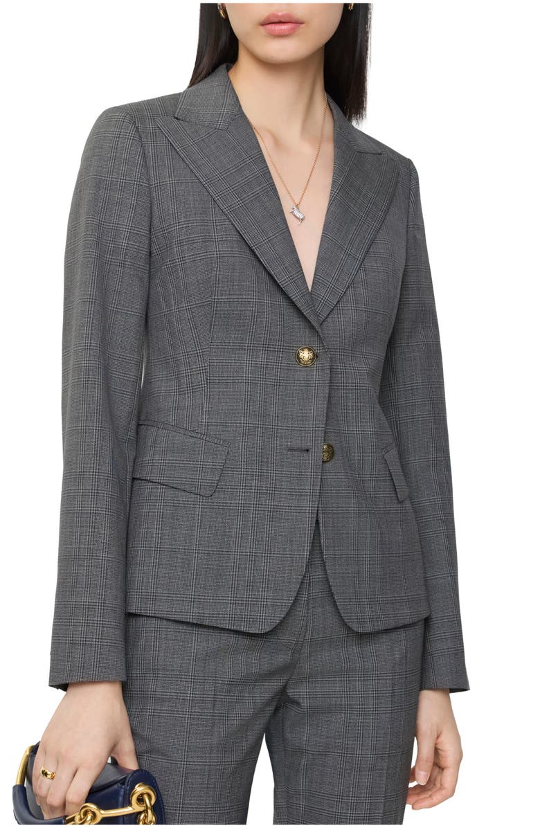Burberry Check Wool Tailored Jacket, Main, color, Silhouette Blue/Granite Grey