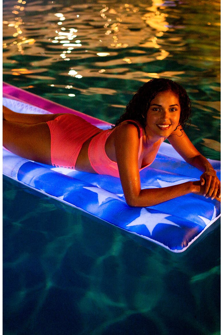 Stars & Stripes 74" LED Pool Raft, Alternate, color, RED
