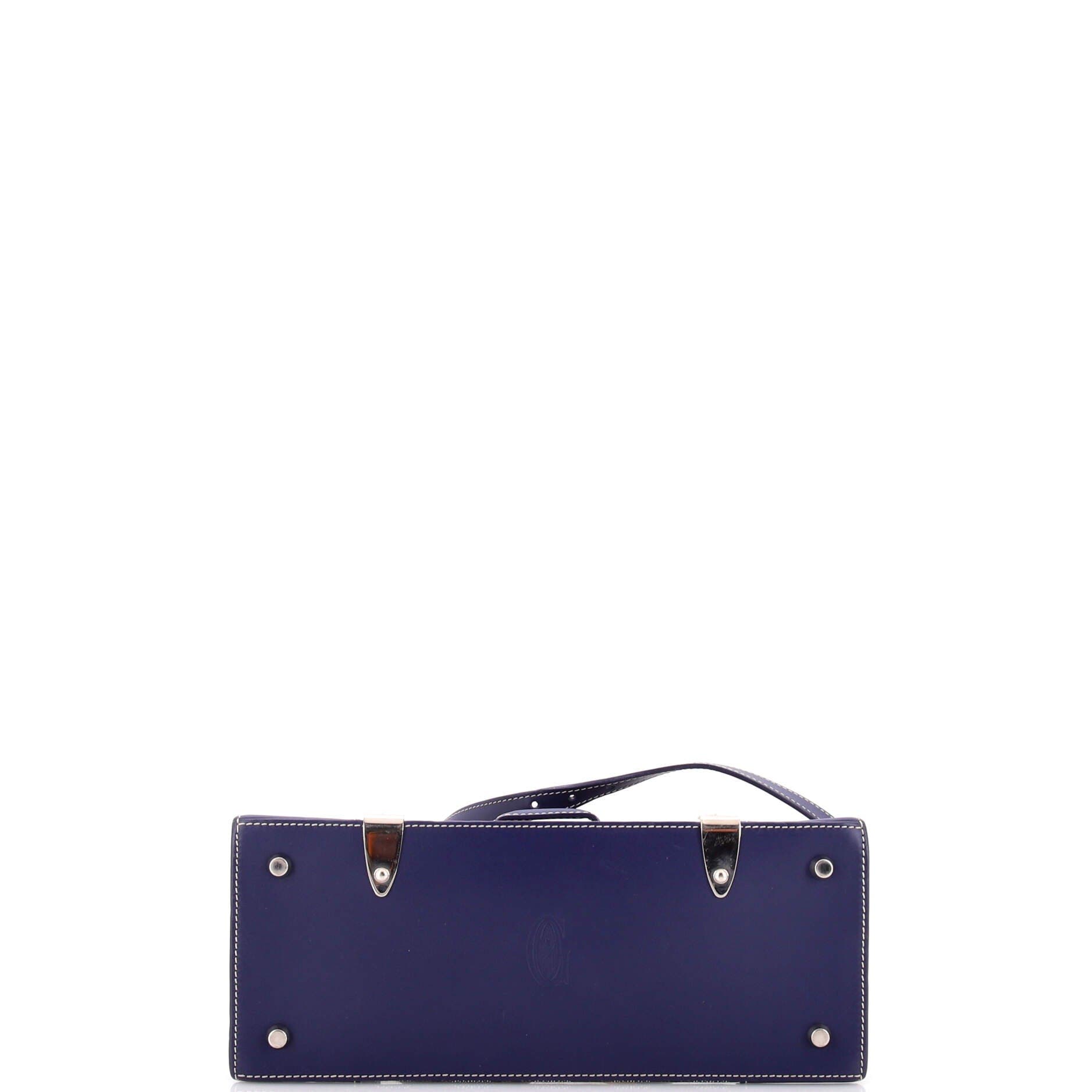 Pre-Owned Goyard Saigon Top Handle Bag Coated Canvas with Leather PM, Alternate, color, Blue