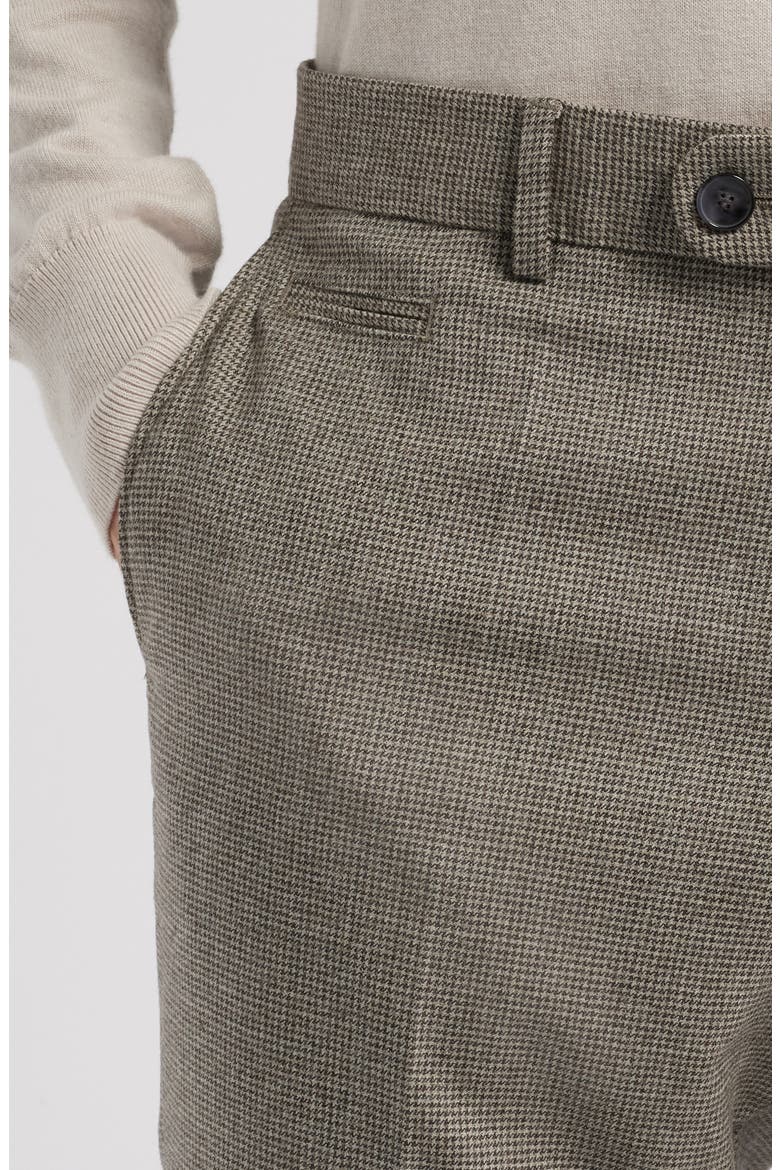 Genius Flat Front Microcheck Stretch Wool Dress Pants, Alternate, color, OPEN WHITE BEIGE