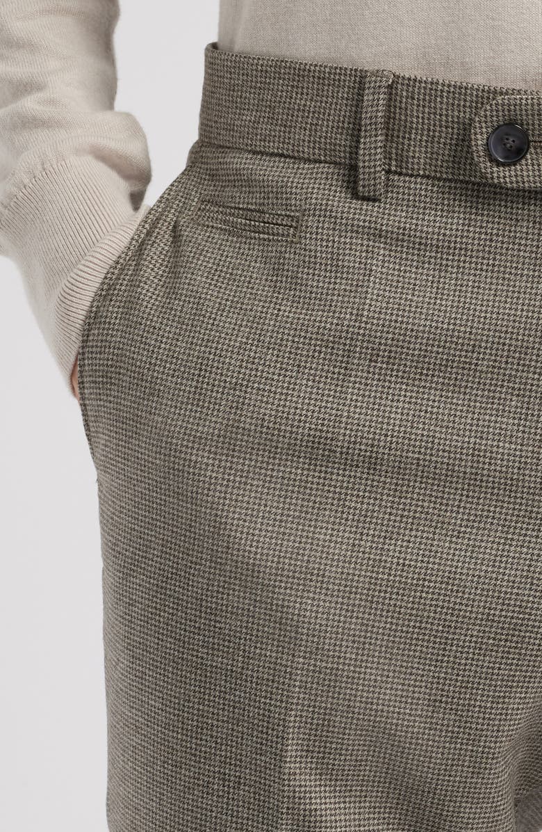 BOSS Genius Flat Front Microcheck Stretch Wool Dress Pants, Alternate, color, Open White Beige