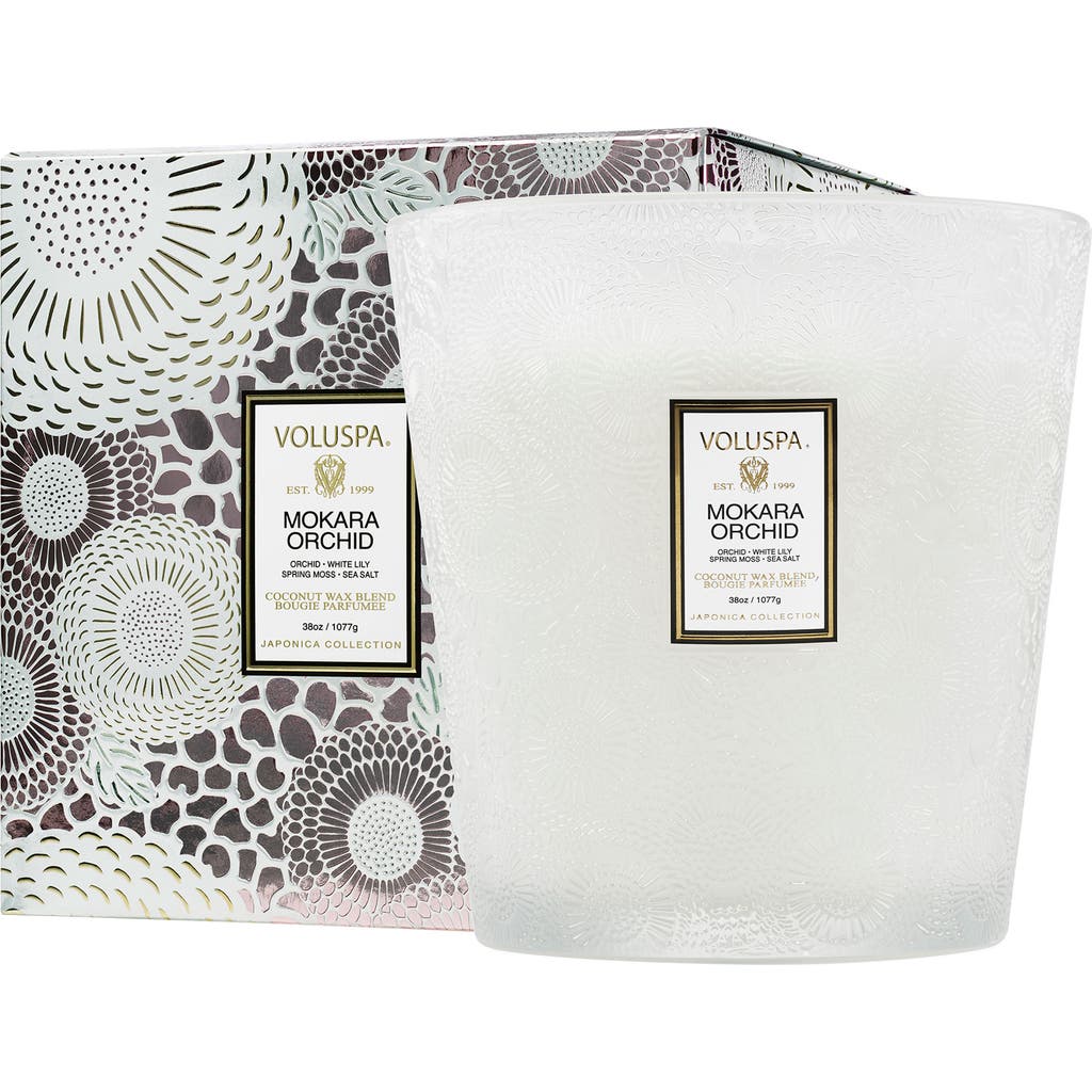 Voluspa Mokara Orchid Three-wick Hearth Candle In White