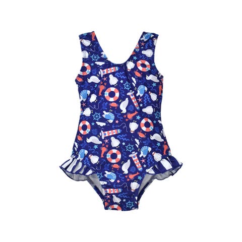 Infant & Toddlers Sun Protective UPF 50+ Delaney Hip Ruffle Swimsuit