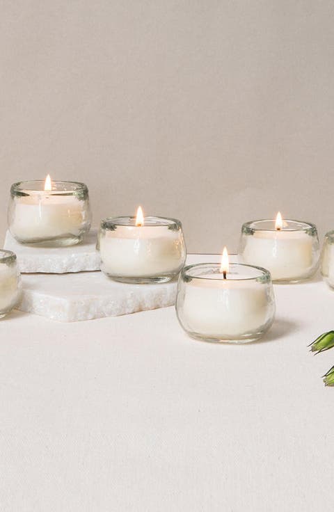 Pebbled Filled Mini-Votive Candles - Set of 6