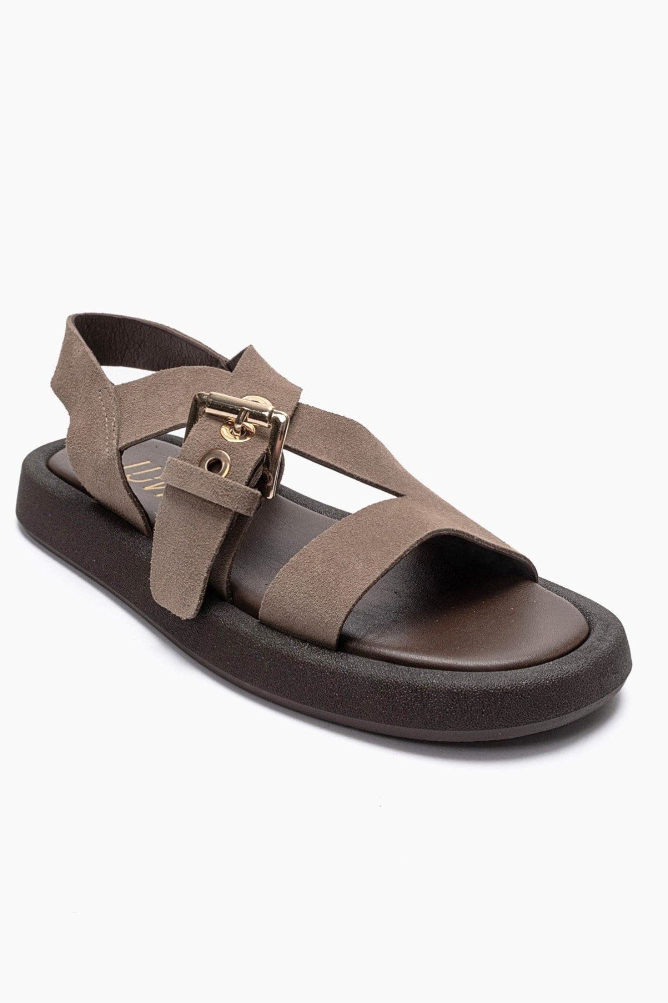 Roven Leather Sandal, Alternate, color, Mink Suede