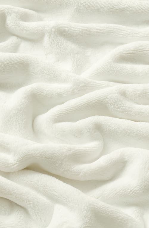 Brookstone Nap Plush Throw Blanket In White