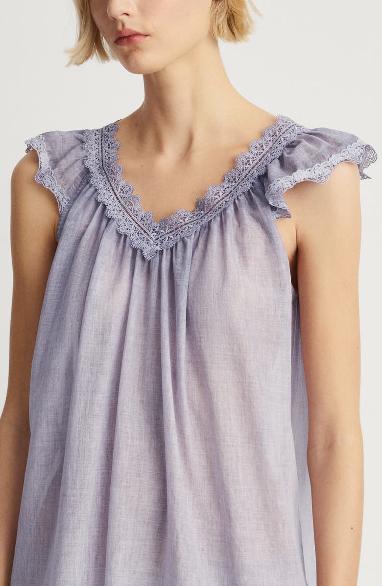 MANGO Lace Accent Cotton Night Gown, Alternate, color, Lilac