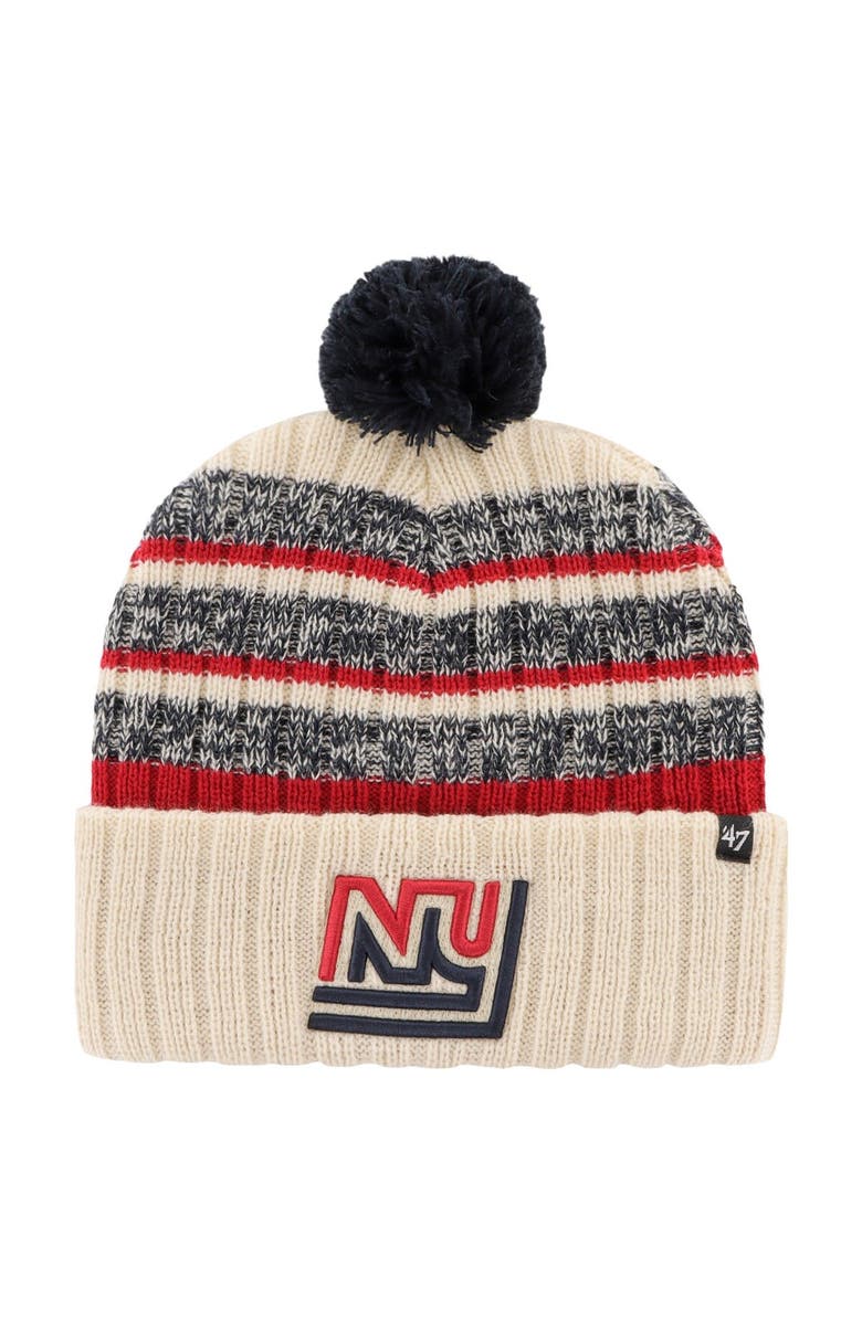 '47 Men's '47  Natural New York Giants Legacy Tavern Cuffed Knit Hat with Pom, Main, color, 
