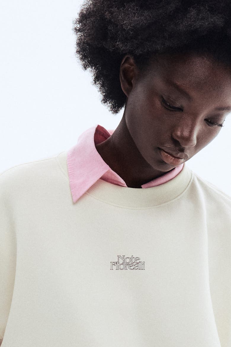 Printed Sweatshirt, Alternate, color, White/Note Floreali