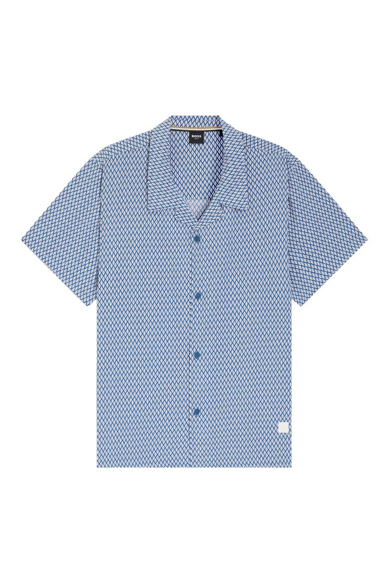 Geo Print Camp Shirt, Alternate, color, OPEN BLUE