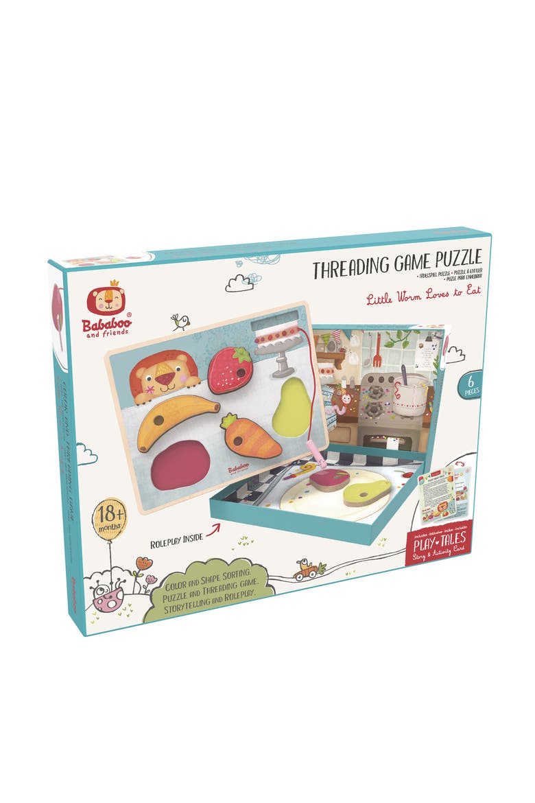 Little Worm Loves to Eat Threading Puzzle, Alternate, color, Multi / Red