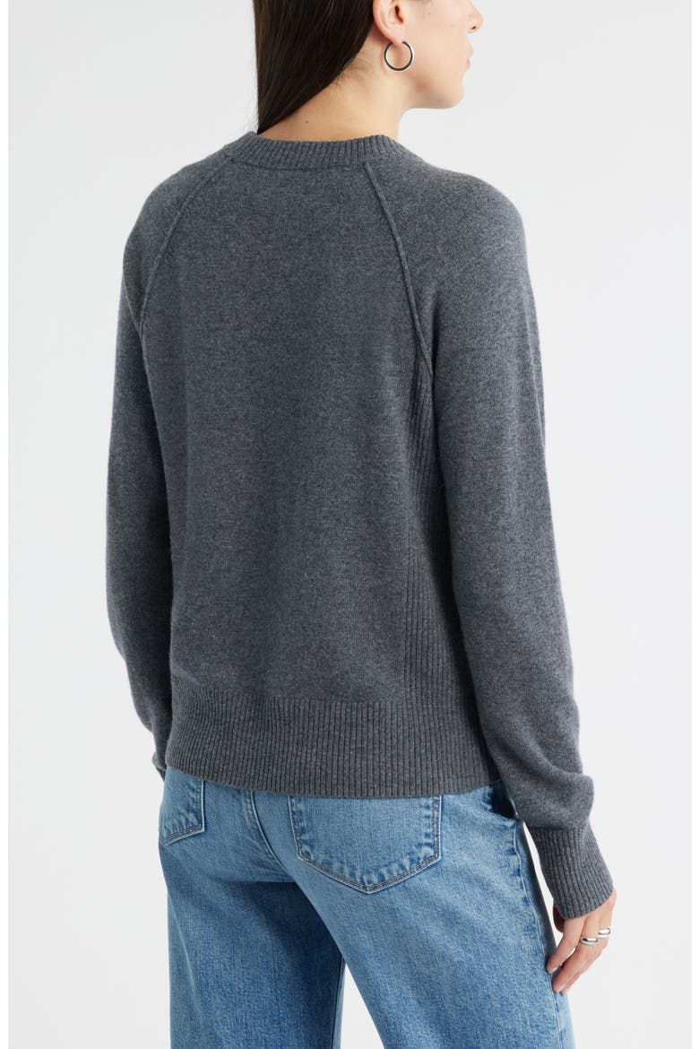 Raglan Sleeve Wool & Cashmere Sweater, Alternate, color, GREY DARK HEATHER