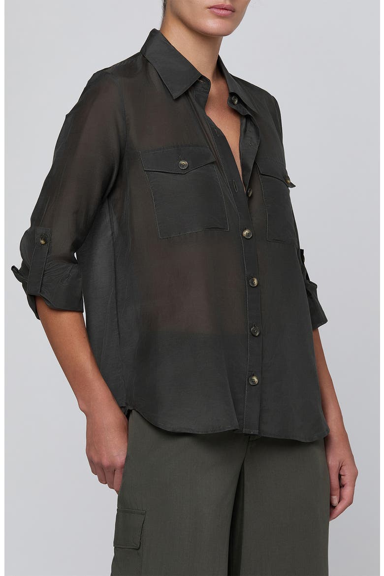 Pearson Cotton and Silk Shirt, Alternate, color, ASH OLIVE