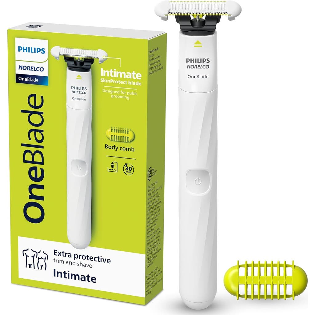 Philips Norelco Oneblade Intimate Pubic Groomer, Skinprotect Blade, Waterproof In White