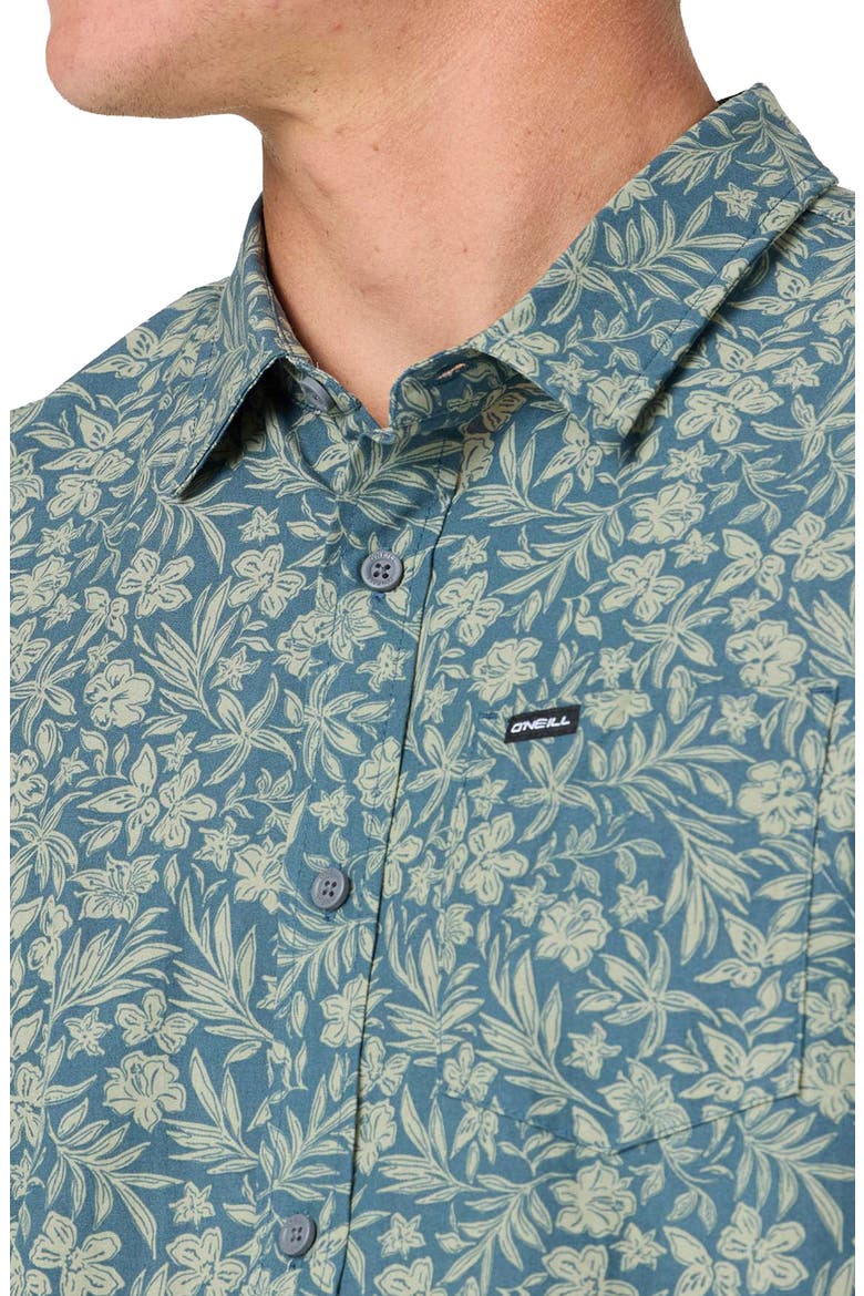 Oasis Floral Short Sleeve Button-Up Shirt, Alternate, color, DARK SLATE