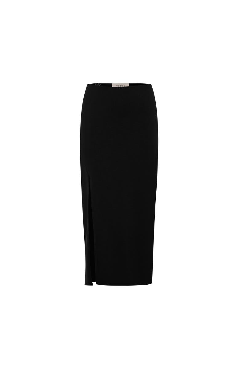 THEO The Label Thetis Techno Pencil Skirt, Alternate, color, Black