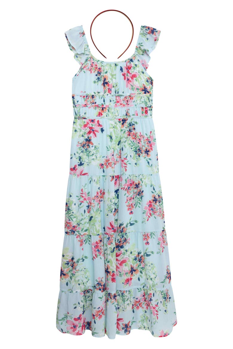 GRECIAN MAXI W/ HEADBAND, Main, color, AQUA/PINK JM