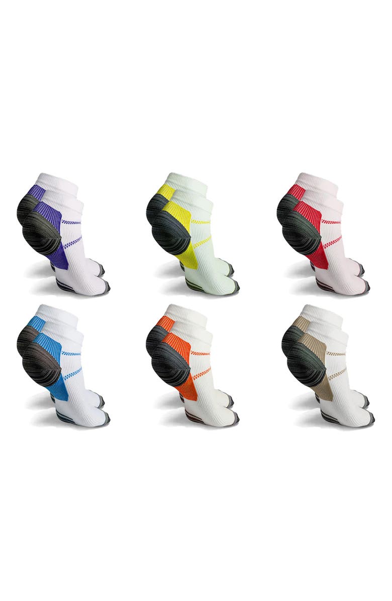 EXTREME FIT Gender Inclusive Assorted 6-Pack High Energy Compression Ankle Socks, Main, color, White Assorted