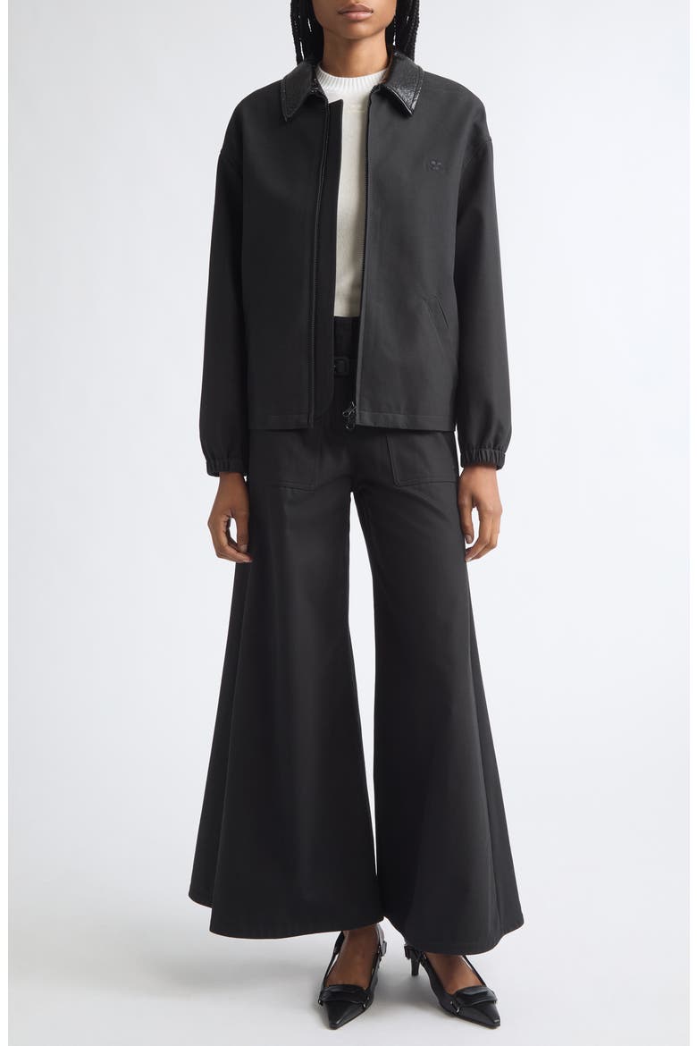 Cotton Canvas Palazzo Pants, Alternate, color, BLACK