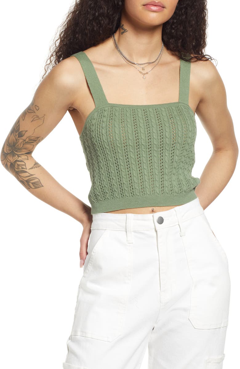 BP. Cable Knit Tank & Cardigan Set, Alternate, color,