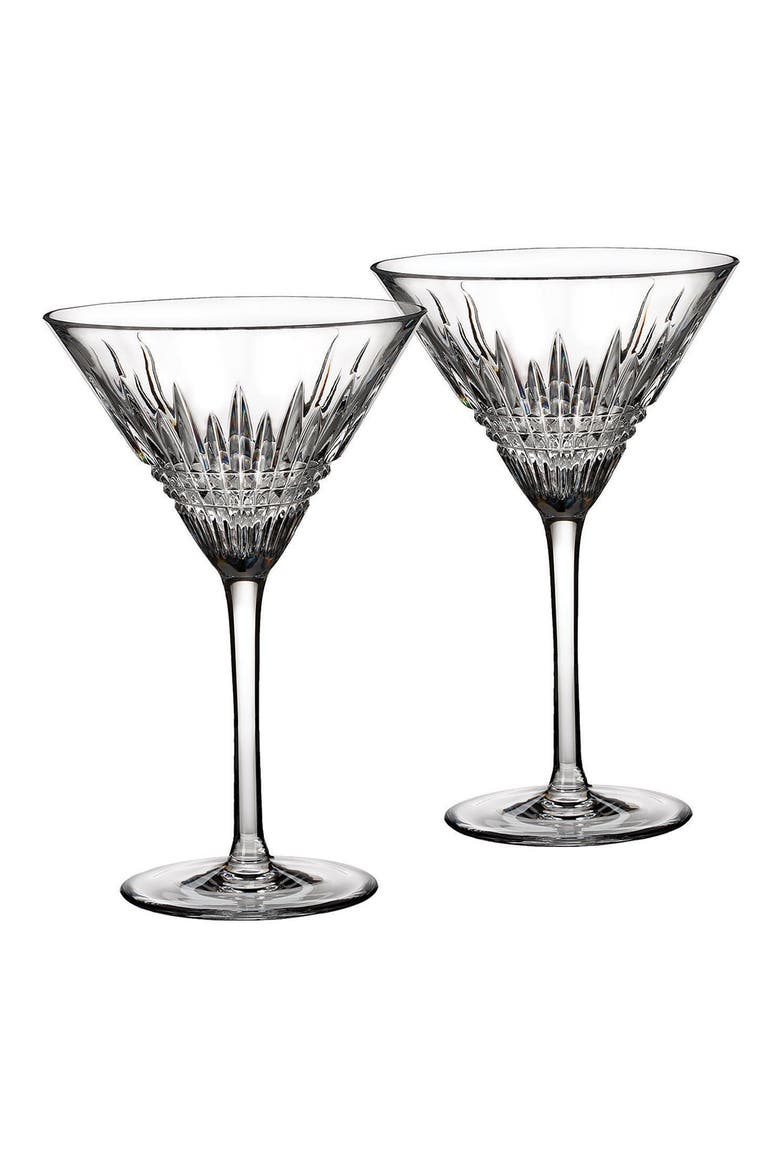 'Lismore Diamond' Lead Crystal Martini Glasses, Main, color, CLEAR