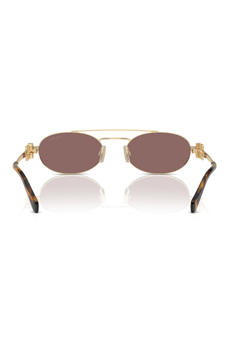 53mm Oval Sunglasses, Alternate, color, PALE GOLD / BROWN MIRROR SILVER INT