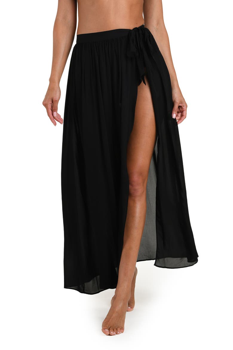 Klaire Chiffon Cover-Up Skirt, Main, color, BLACK