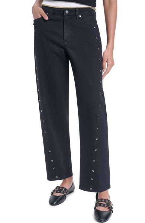 Grommet Detail Barrel Leg Jeans