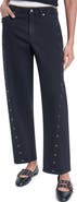 KARL LAGERFELD PARIS Grommet Detail Barrel Leg Jeans