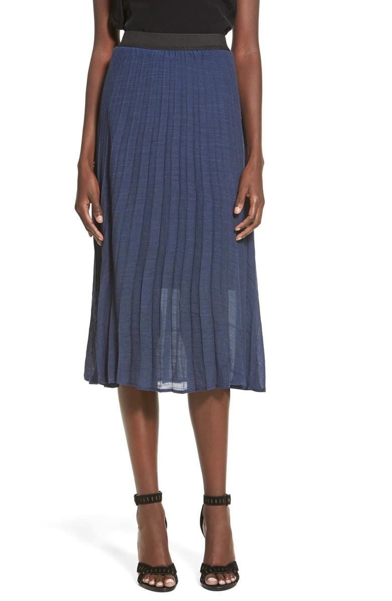 WAYF Pleated Midi Skirt, Main, color, 