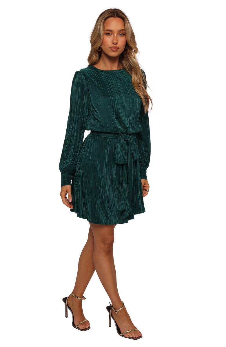 Petal & Pup Joy Long Sleeve Plissé Minidress, Alternate, color, 