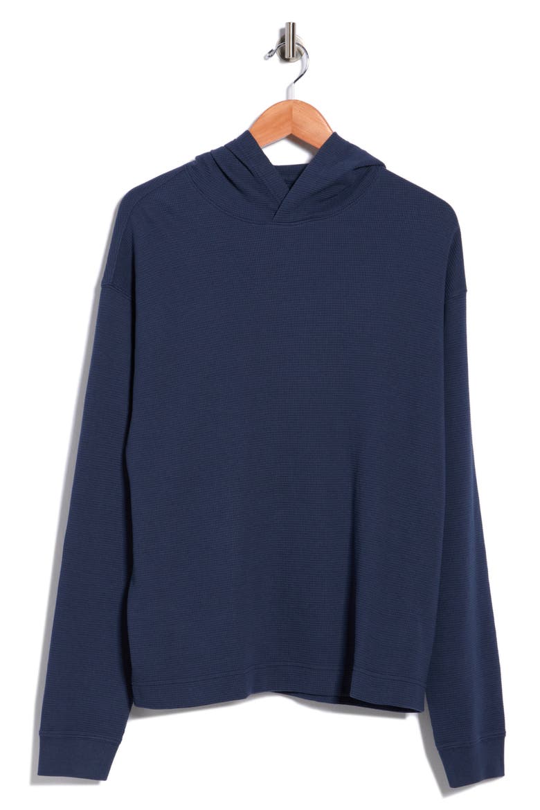 Long Sleeve Boxy Waffle Knit Hoodie, Alternate, color, NAVY SPELLBOUND