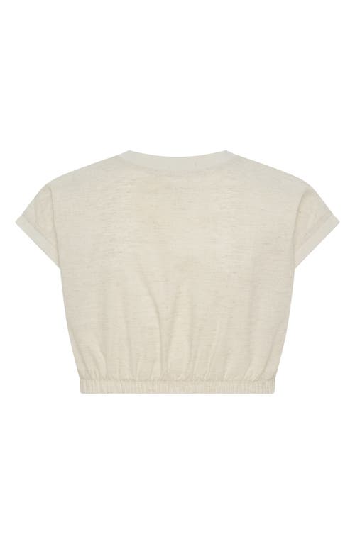 Tiny Tribe Kids' Cotton & Linen Elastic Waist Crop Top In White