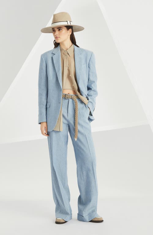 Brunello Cucinelli Loose Flared Trousers In Avio Blue