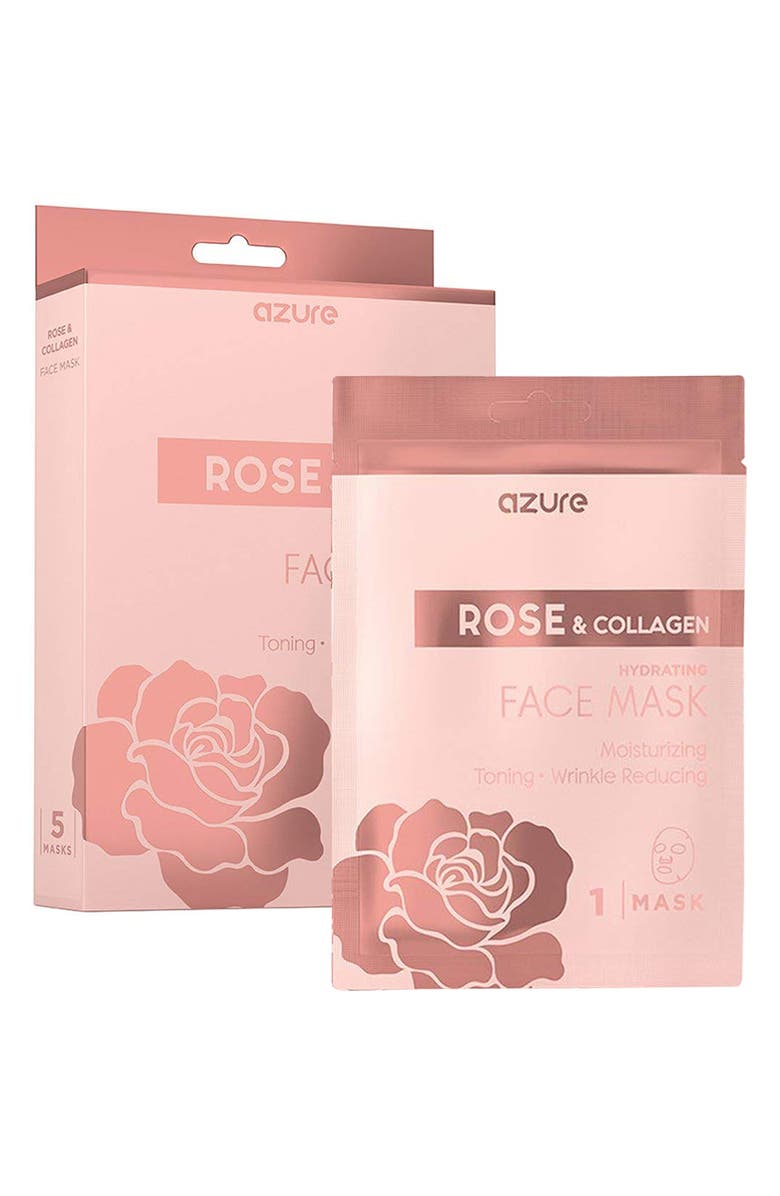 AZURE Rose & Collagen Sheet Mask - 5-Pack, Main, color, 
