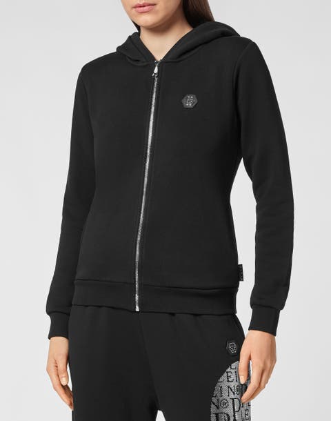 Rhinestone Chenille Hoodie & Pants Tracksuit Skull Women