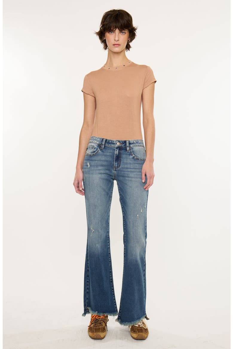 Daphe Essentials Low Rise Ankle Flare Jeans, Main, color, Dark Wash