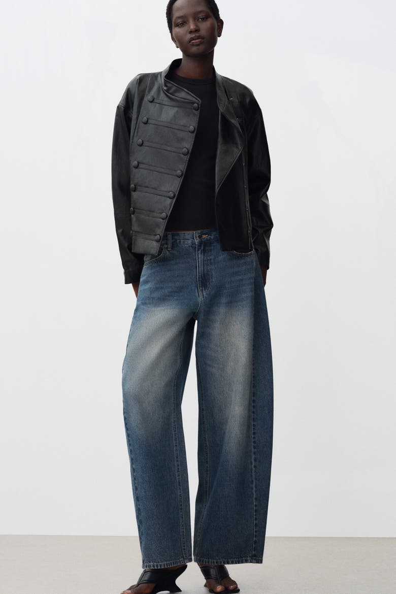 Coated Button-Detail Jacket, Alternate, color, Black