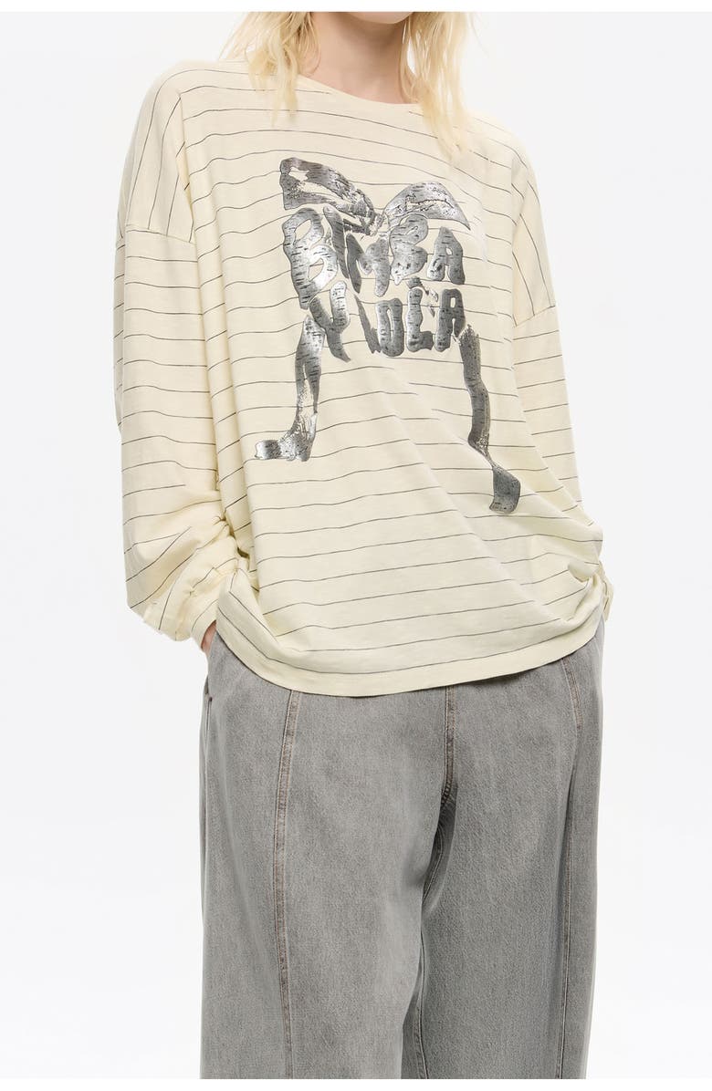 Bimba y Lola Oversize Logo Tie T-Shirt, Main, color, Vanilla
